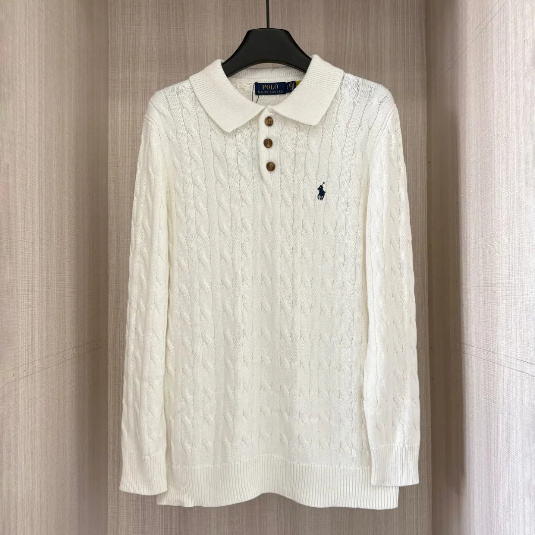 P230 RALPH LAUREN Ralph Lauren six-color classic small label embroidered polo collar short-sleeved buttoned pullover knitted sweater tops for men and women. Six colors. Color: white, black, navy blue (red label), gray, khaki, navy blue (white label). Size: S M L XL. Material: cotton.